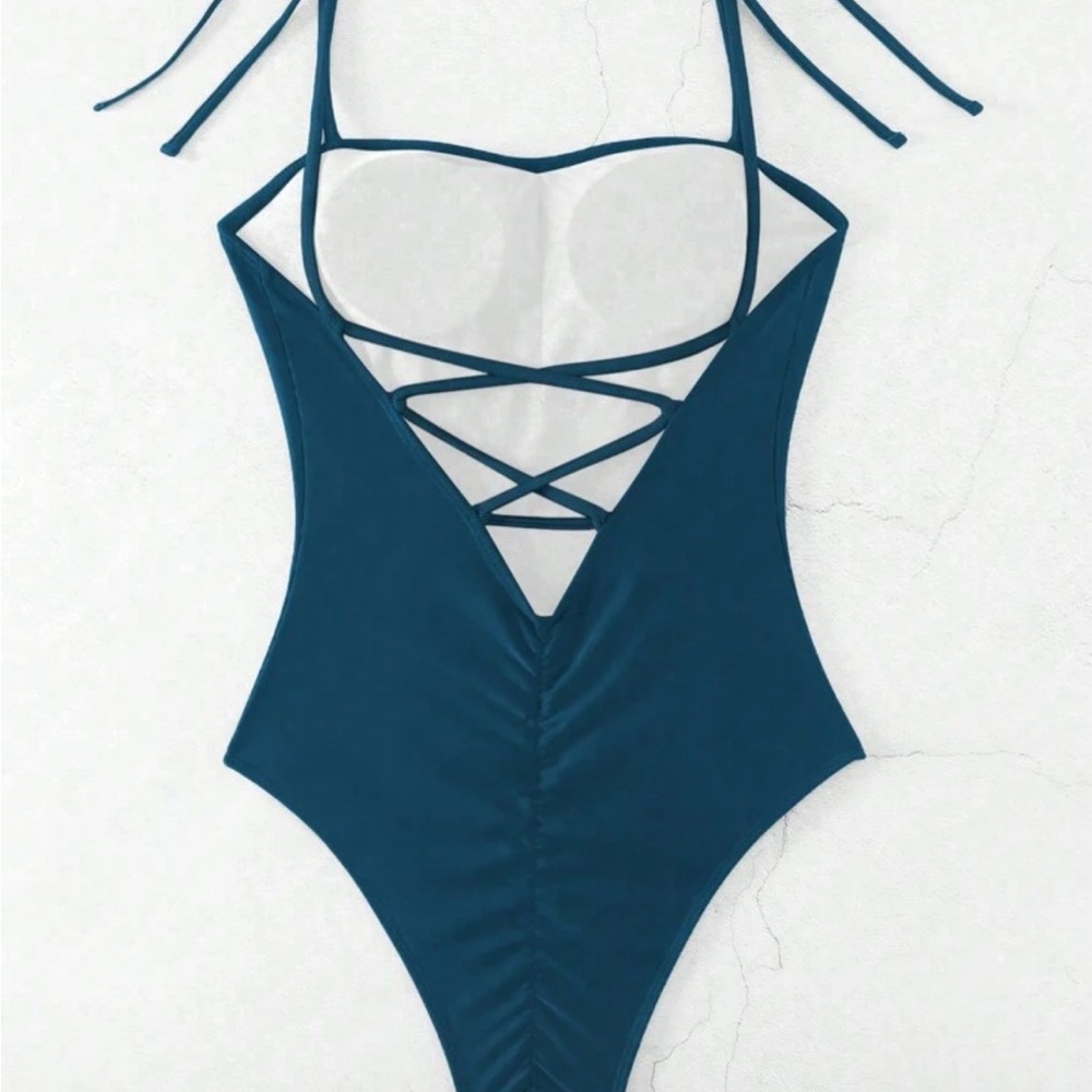 iHeartRaves Teal Strappy One Piece Swimsuit